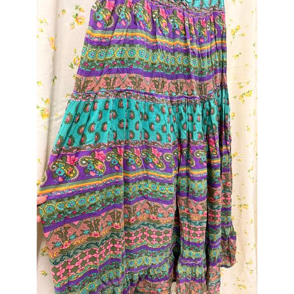 Vintage 80’s Erika Taylor Sport Paisley Floral Maxi Dress Small Boho Spring - Picture 3 of 4